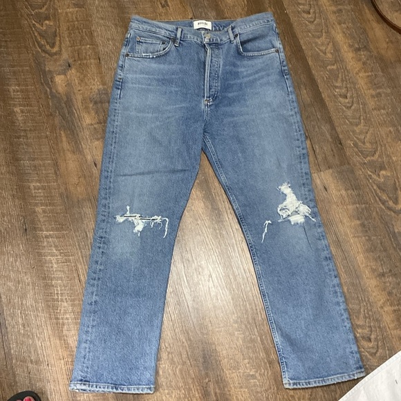 NWOT AGOLDE VINTAGE INSPIRED DISTRESSED HI RISE JEANS WITH STRETCH SZ 30 - Picture 7 of 14